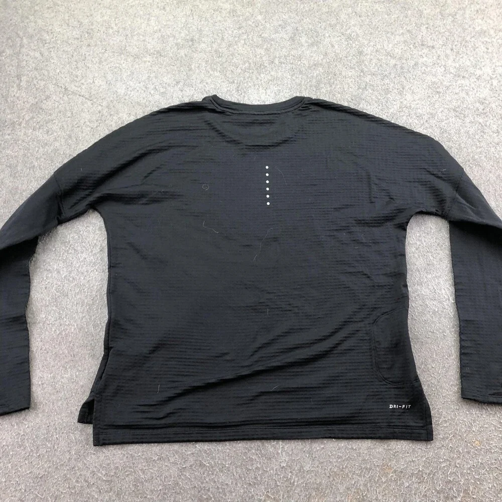 Nike Shirt Womens Medium Black Long Sleeve Dri-FIT Running Top Gym Athletic